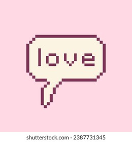 Cute pixel text bubble. Retro dialog window in style of old video games. 80s 90s comment frame clipart. Retro message sticker for card, poster, collage. Vector design.