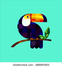 cute pixel toucan bird icon simple vector illustration. Logo,icon,animal nature character.