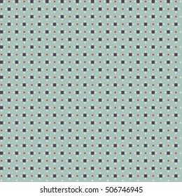 Cute pixelated pattern with simple geometric shapes. Useful for textile and interior design.