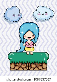 Cute pixelated videogame fantasy scenery