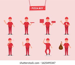 cute pizza boy character set bundle for motion graphic asset