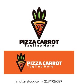 Cute pizza carrot logo art illustration