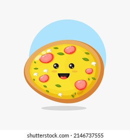 Cute pizza cartoon laughing vector