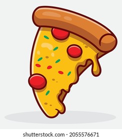 Ilustración de icono vectorial de dibujos animados de pizza. concepto de icono de comida rápida. estilo de dibujos animados planos Vector
