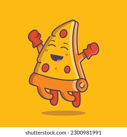 Cute Pizza Cartoon Vector Illustration