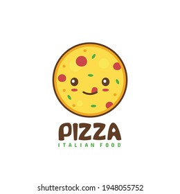 cute pizza cartoons. italian food illustration