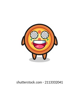 cute pizza character with hypnotized eyes , cute style design for t shirt, sticker, logo element