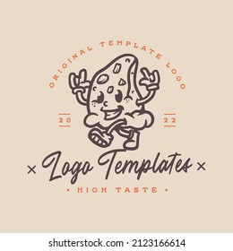 cute pizza character logo. pizza template logos.