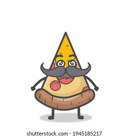 Cute Pizza Character Mascot Flat Cartoon Emoticon Vector Design Illustration