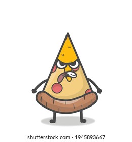 Cute Pizza Character Mascot Flat Cartoon Emoticon Vector Design Illustration