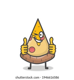 Cute Pizza Character Mascot Flat Cartoon Emoticon Vector Design Illustration