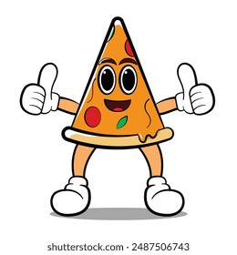 cute pizza character mascots icon, editable vector hand drawn