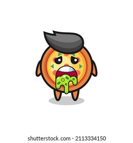 the cute pizza character with puke , cute style design for t shirt, sticker, logo element