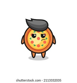 cute pizza character with suspicious expression , cute style design for t shirt, sticker, logo element