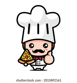 cute pizza chef cartoon design