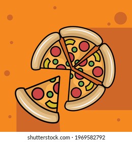 CUTE PIZZA WITH COOL COLOR TEMPLATE