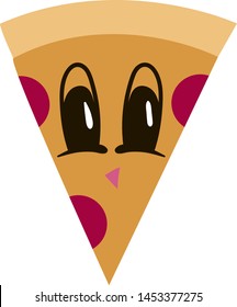 Cute pizza cut, illustration, vector on white background.
