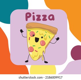 Pizza-Taschenkarte. Druckbare Spielkarten. Vektorgrafik.
