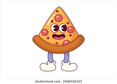 Cute Pizza Flat Sticker Design