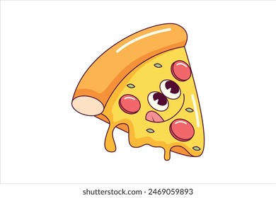 Cute Pizza Flat Sticker Design
