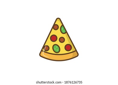 Cute Pizza Food Icon Design