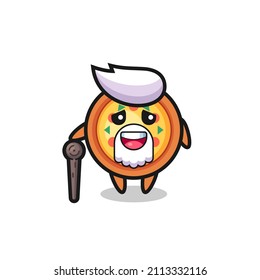 cute pizza grandpa is holding a stick , cute style design for t shirt, sticker, logo element