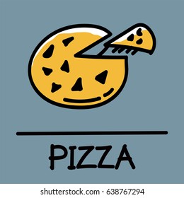 Cute pizza hand-drawn style,drawing,hand drawn vector illustration.