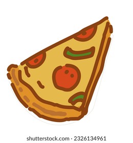 cute pizza icon painting flat design 