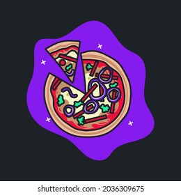 cute pizza illustration god for menu design