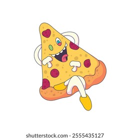 cute pizza illustration lying down