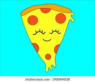cute pizza kawaii food vector