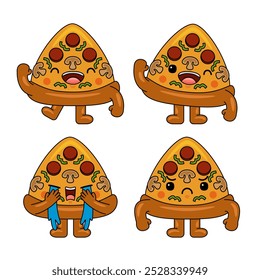 Ilustración de personaje de mascota de pizza linda