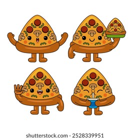 Ilustración de personaje de mascota de pizza linda