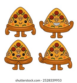 Ilustración de personaje de mascota de pizza linda