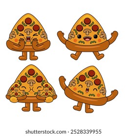 Ilustración de personaje de mascota de pizza linda