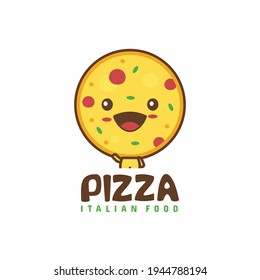 cute pizza mascot characters. fast food cartoon illustration