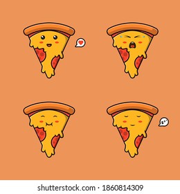 cute pizza mascot illustration vector file