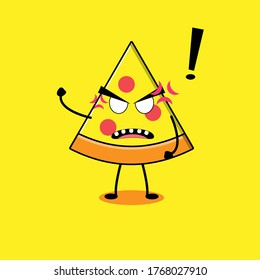 cute pizza mascot with many expressions. cartoon character illustration. 