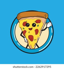 Cute pizza mascot vector design