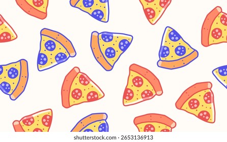 Cute pizza pattern background vector design
