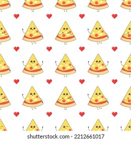 Cute pizza seamless pattern background Vector Image