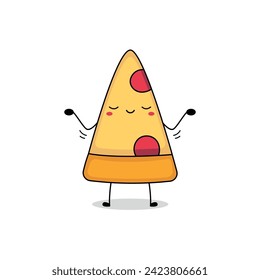 Cute pizza slice cartoon character not caring attitude doodle