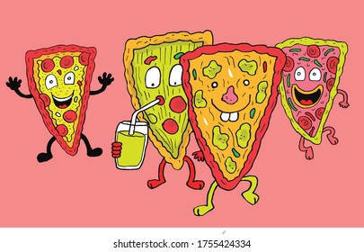 cute pizza slices vector illustration. eps10