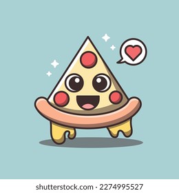Cute Pizza Vector Cartoon Illustration