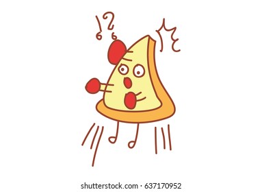 Cute Pizza . Vector Illustration. Isolated on white background.