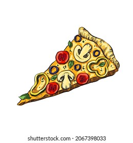 Cute Pizza Vector. Suitable for food content.