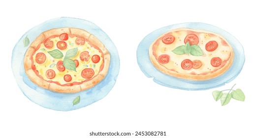 Ilustración vectorial de acuarela de pizza linda