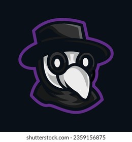 cute plague doctor face illustration. mascot character style, mascot logo. used for logo, esport, t-shirt, print, sticker, etc. vector graphic.