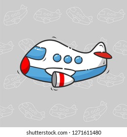 Cute Plane Cartoon Illustration