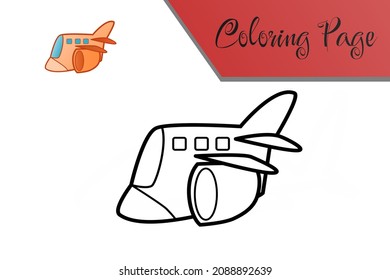 Cute plane coloring page vector illustration